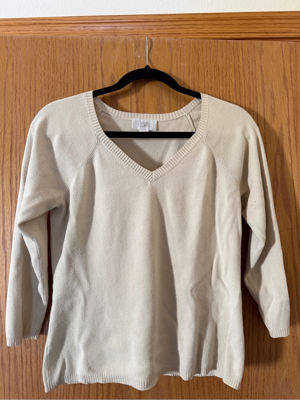 Ann Tayler LOFT Cream V-Neck Pullover Sweater